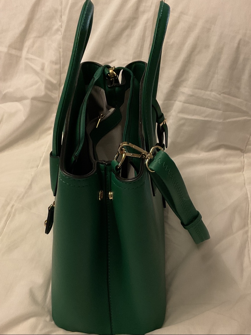 Prada Emerald Green Saffiano Leather Satchel with Gold Hardware - Picture 4 of 5